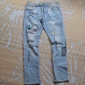 Crysp Denim embroidered Light Blue Jeans